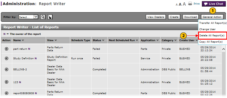 Report Writer page with d